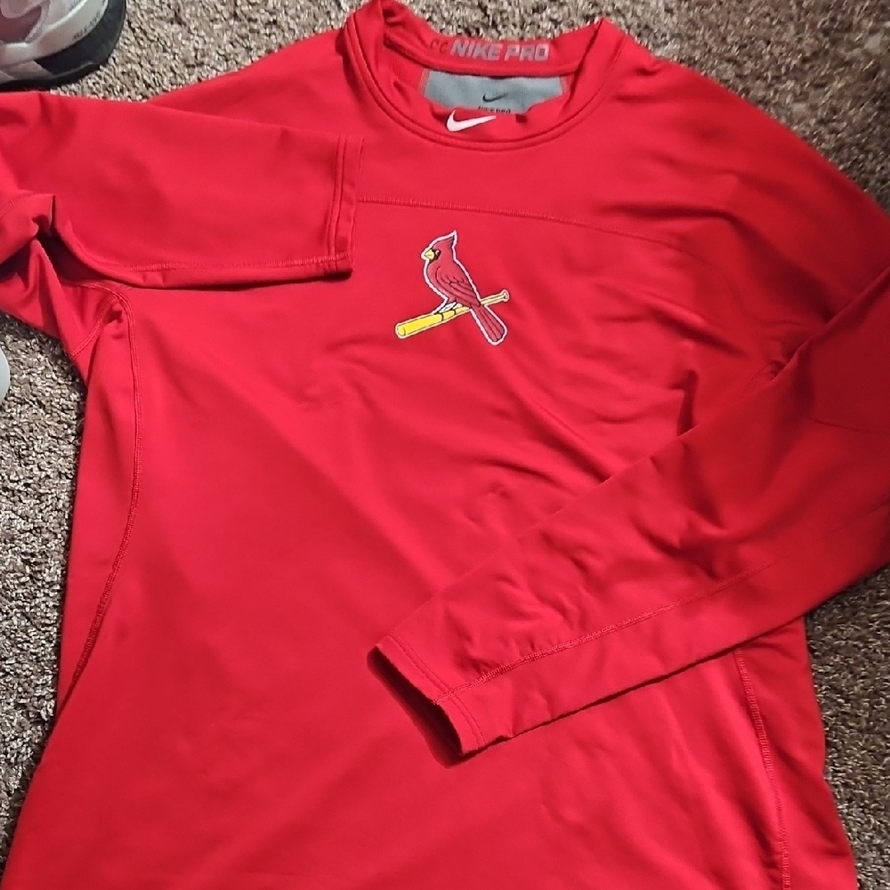 Nike Kids Red Long-Sleeve Performance Sweatshirt with Cardinal Logo